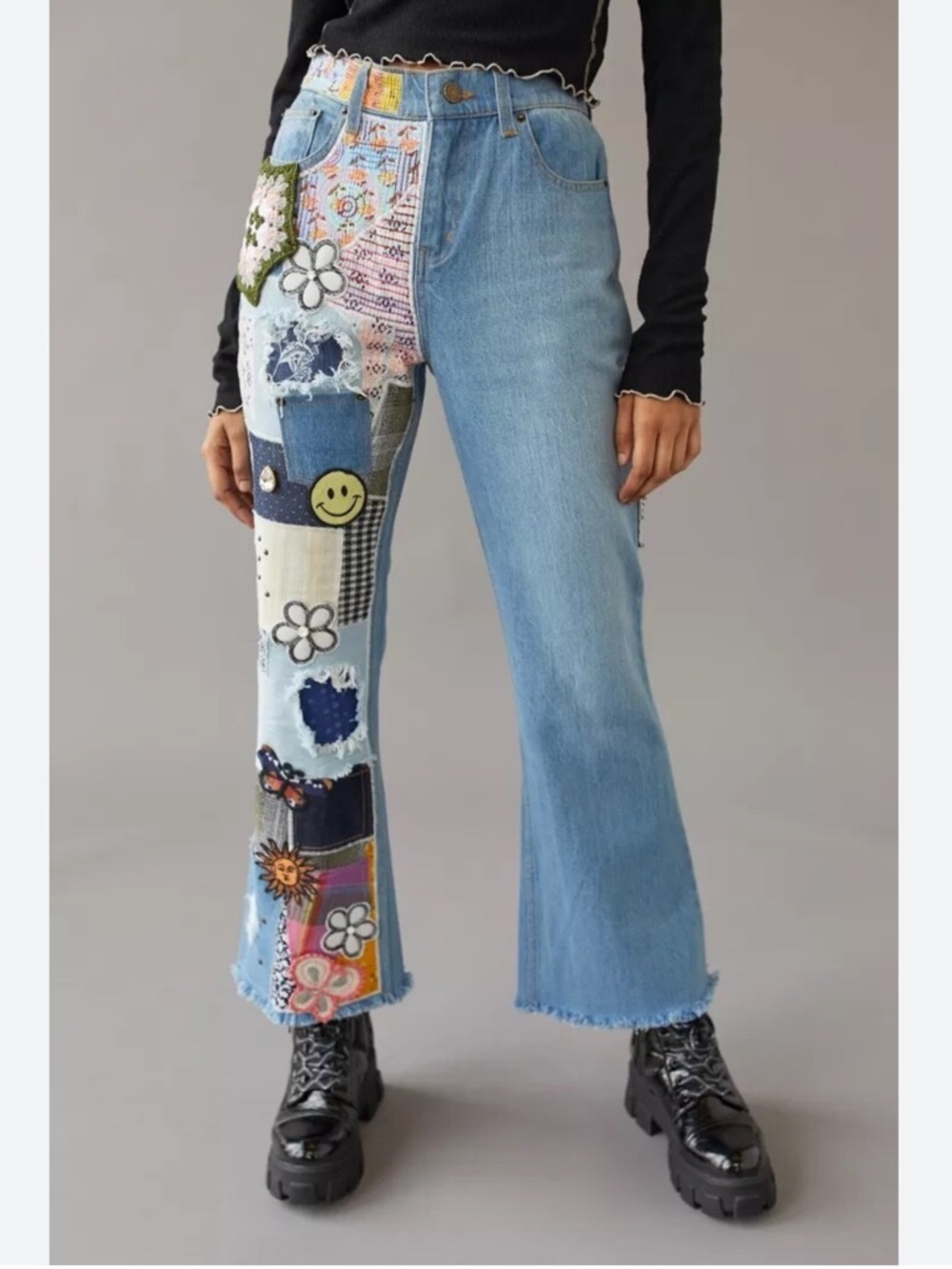 BDG  EUC High Waisted Y2K Patchwork Flare Jeans Indigo Craft Size 26 - Picture 10 of 13